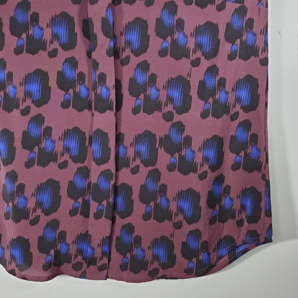 J. Crew Sleeveless V-Neck Leopard Print Blouse Burgundy Blue Size 00 - Picture 5 of 10